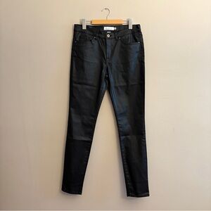 H&M Black Wax Skinny Jeans,  Faux Leather Look – Size 10 Like New